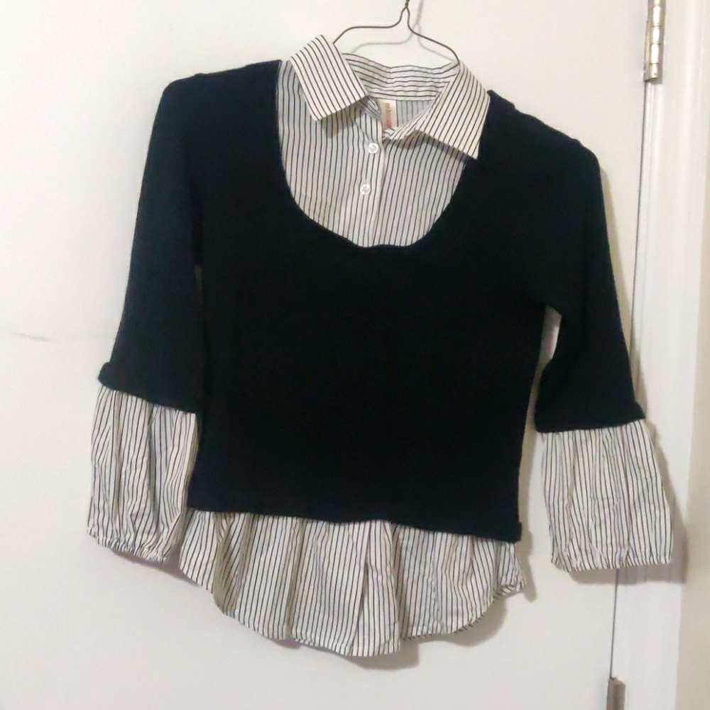 Black and white blouse
